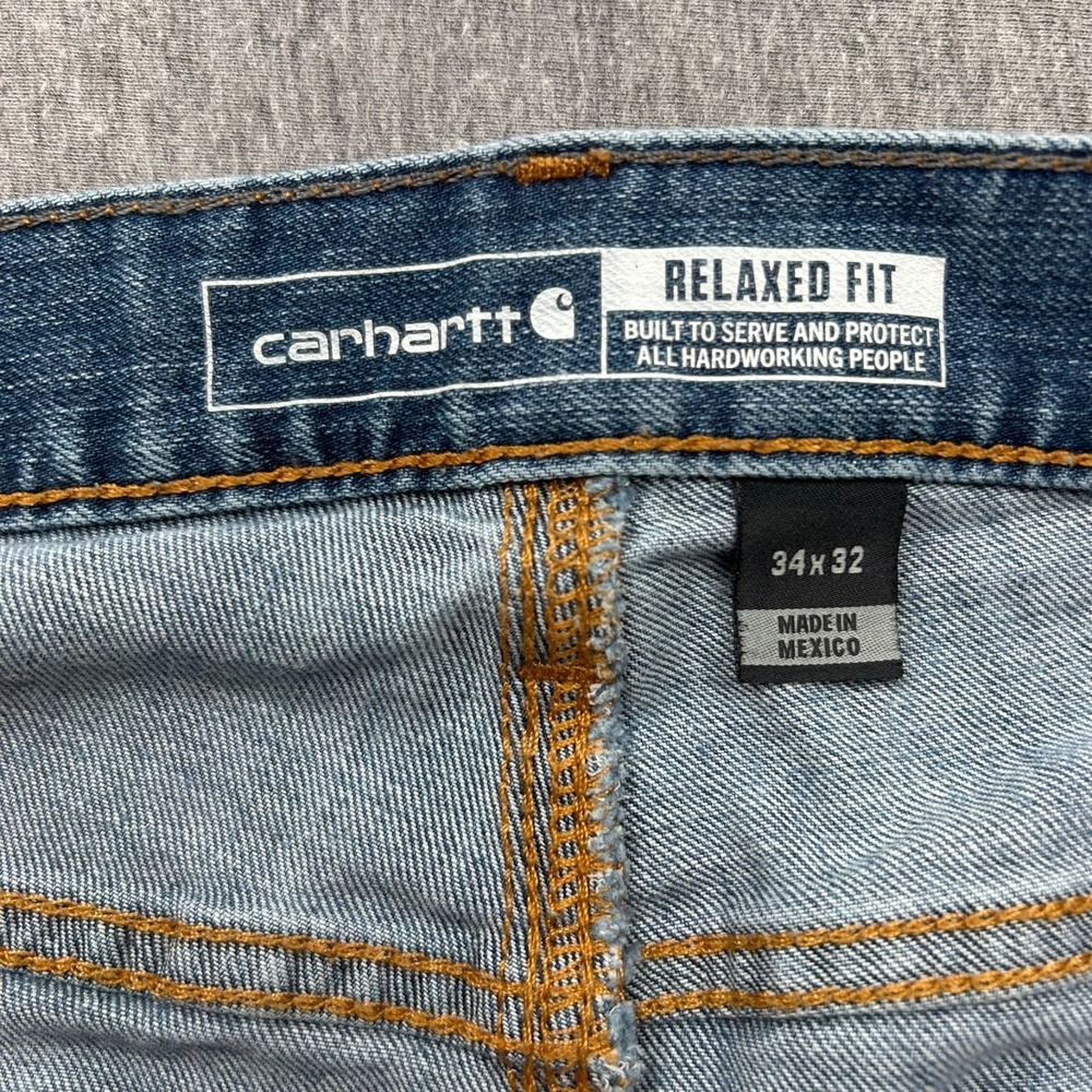 Carhartt Rugged Flex Relaxed Fit Jeans Mens 34x31 Blue Denim Pants BD2804-M - Picture 11 of 16